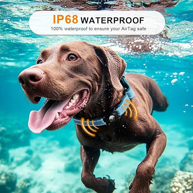 Airtag Dog Collar with Martingale Design, IP68 Waterproof Air Tag Collar Holder, Adjustable Reflective Soft Padded Nylon Dog Collar for Large Medium Small Dogs-PawvioPets