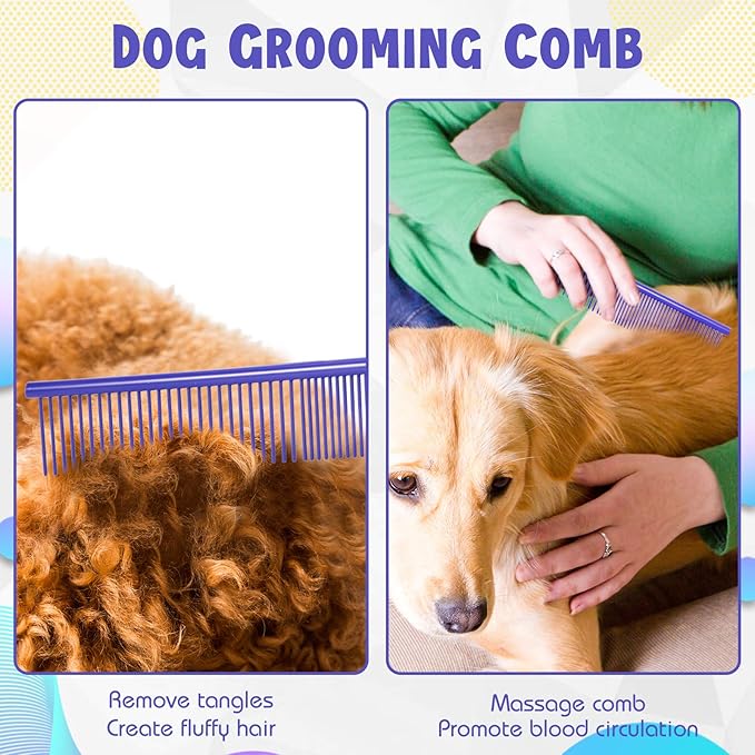 3 Pcs Stainless Steel Grooming Combs for Matted and Tangled Long Hair - Pet Guide Clippers for Dog and Cat-PawvioPets