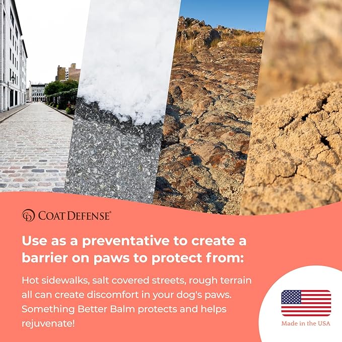 COAT DEFENSE Something Better Balm | Made in USA | Nose & Paw Balm | Lick Safe, Healing and Deeply Moisturizing | Paw Soother for Dogs & Dog Skin Soother (1.5 OZ)-PawvioPets