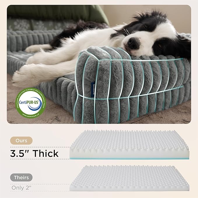 Bedsure Orthopedic Dog Beds for Extra Large Dogs, Waterproof Memory Foam XL Pet Bed with Sides, Non-Slip and Egg-Crate Foam Big Dog Couch Sofa with Washable Removable Corduroy Cover, Grey-PawvioPets