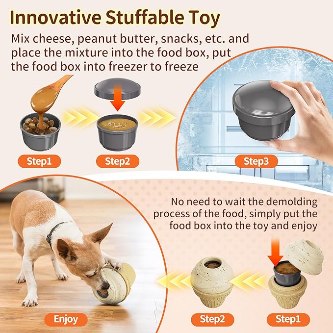 Dog Treat Dispenser Toy Interactive, Frozen Treat Toy Reduces Anxiety, Chew Toys for Aggressive Chewers, Birthday Enrichment Toy, Dog Treat Toys to Keep Them Busy for All Breeds-PawvioPets