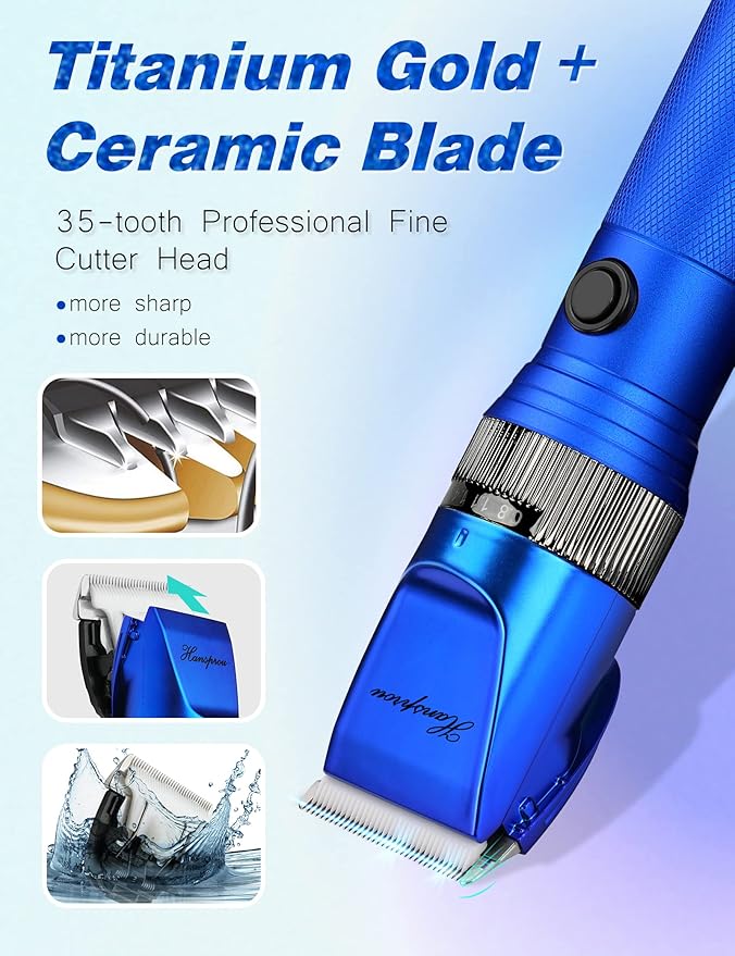 Dog Grooming Clippers, Professional 12V Heavy Duty Pet Clippers, Large Dog Shaver for Thick Coat,Plug-in Pet HairTrimmer with Guard Combs Brush for Dogs Cats-PawvioPets