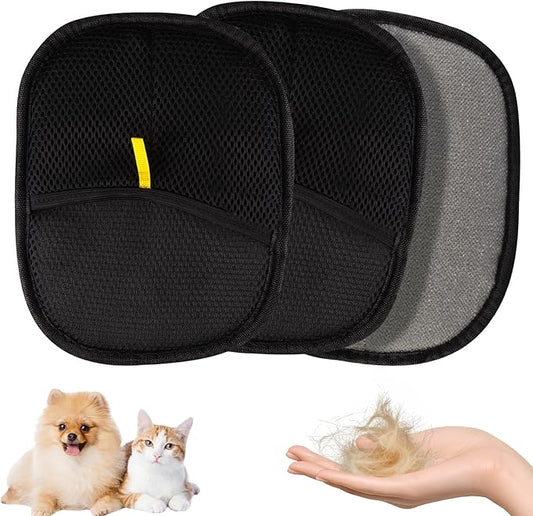 3 PCS Pet Hair Remover Electrostatic Gloves, Pet Hair Removal Gloves, Reusable Cat & Dog Hair Remover for Couch, Furniture, Carpet, Car Seat, Animal Fur Removal Tool, Cat Grooming Gloves-PawvioPets