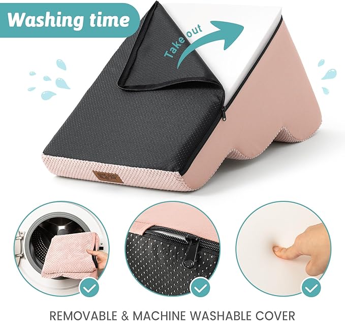 Dog Stairs for High Bed 22.6" H, Small Dog Step for Puppy, Older or Cat, Curved Ramp for Car, Ladder with High Density Foam, Lightweight, Durable, 15.7x33x22.6 inch, 5 Step, Pink-PawvioPets