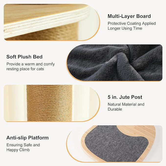 FUKUMARU Floor to Ceiling Cat Tree, 6 Level Adjustable Height (5.7-9.8 ft) Climbing Tower with Thickened Scratching Posts, Cats Activity Center with Transparent Capsule and Cozy Hammock-PawvioPets