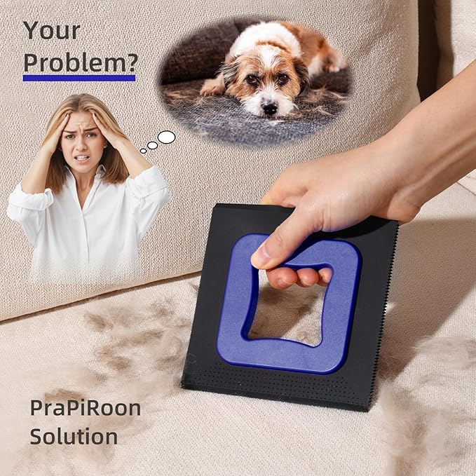 3 in 1 Mini Pet Hair Removal Tool, Dog and Cat Square Hair Remover for Car Detailing Supplies, Clothes, Couch and Carpet, Fur Cleaning Supplies for Furniture-Ergonomic and Anti-Slip, Mini Pet Supplies-PawvioPets