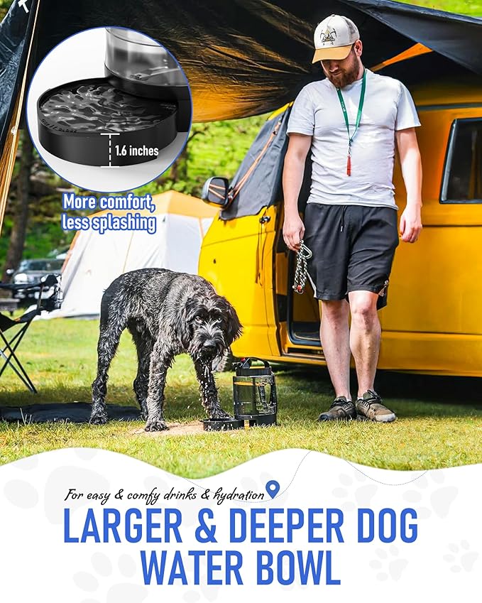 Dog Water Bottle Travel Bowl, 77oz Large Portable Dog Water Bowl Dispenser, Leakproof Pet Drinking Bottle Dispenser for Hiking Camping Walking Travelling Beach Car Trips, BPA Free, Black-PawvioPets