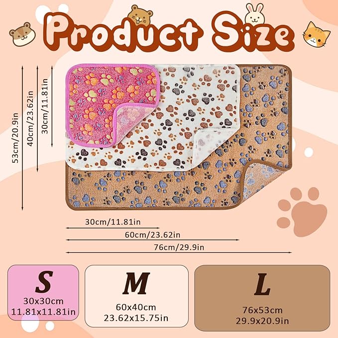 3 Pcs Washable Guinea Pig Blankets Absorbent Small Animal Fleece Bedding Cage Liners Reusable Pet Pee Pad Sleep Mat Pad Cover for Hamster Ferret Rabbit Chinchilla Hedgehog (Multi, Muitisize)-PawvioPets