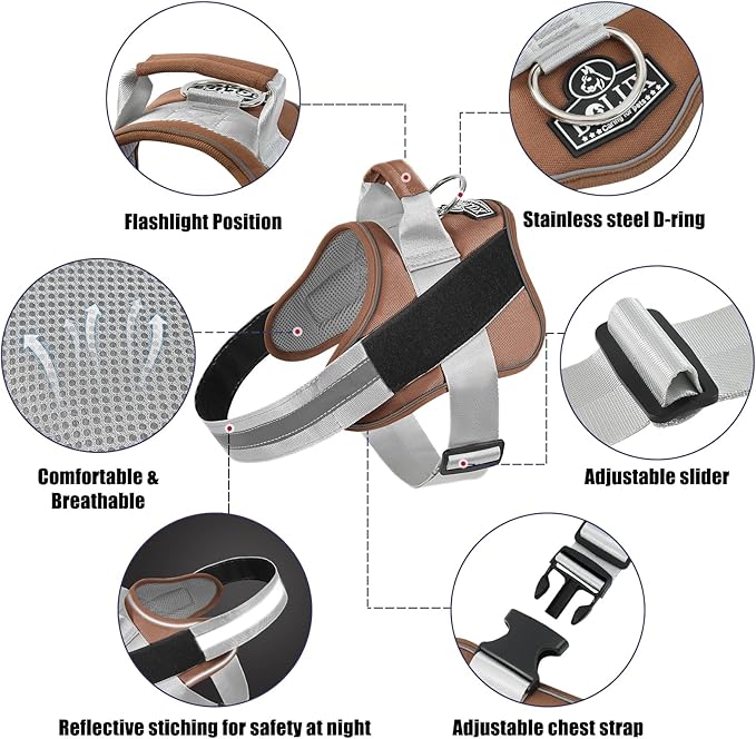 Bolux Dog Harness, No-Pull Reflective Dog Vest, Breathable Adjustable Pet Harness with Handle for Outdoor Walking - No More Pulling, Tugging or Choking-PawvioPets