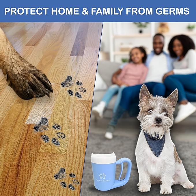 Dog Paw Cleaner for Small & Medium Dogs – Portable Paw Washer Cup with Soft Silicone Brush, Towel & Moisturizing Balm – Gently Cleans Muddy Paws After Walks (Blue, Small)-PawvioPets