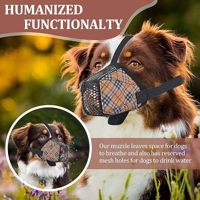 Dog Muzzle for Small Large Dogs - Soft Nylon Basket Muzzle with Adjustable Strap, Breathable Mesh Design Prevents Biting Chewing Licking Eating - Ideal for Training, Grooming & Vet Visits (Yellow, M)-PawvioPets