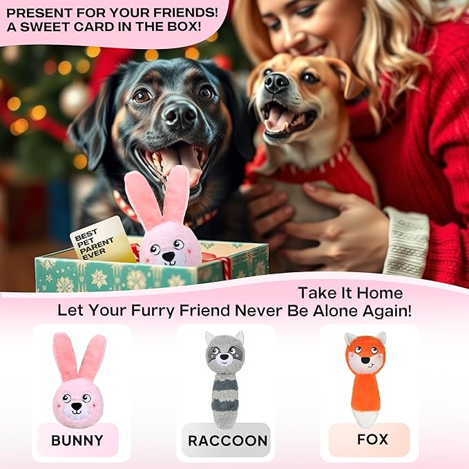 Fida Squeaky Dog Toys for Aggressive Chewers 3 in 1, Dog Chew Toys with 3 Layers,Interactive Dog Toys for Large Dogs Balls to Keep Them Busy for Small Medium Dogs(Pink Bunny)-PawvioPets