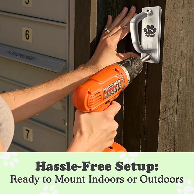 Canine Hitch- Secure Dog Leash Parking Mounted Indoor – Outdoor Wall Hook - Tie Out Stainless Steel Practical Lead Management for Home & Business, Standard Size-PawvioPets