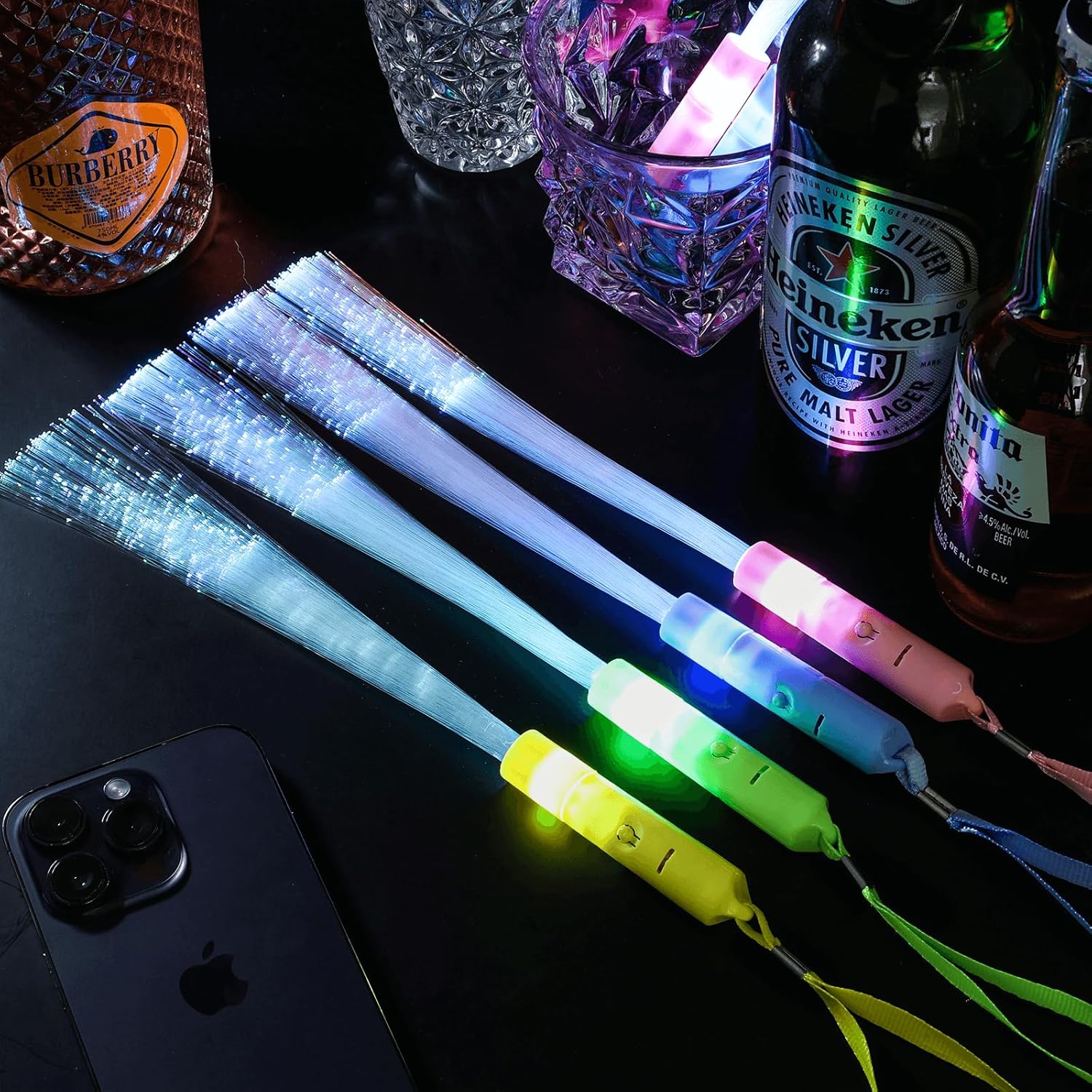 28 Pcs Sparkler Firework Sticks Glow Fiber Optic Wands, LED Flashing Sticks Light Up Toy for Adults Kids, Glow in The Dark Party Supplies Favor Bulk Magic Rave Decoration for Wedding Christmas Easter