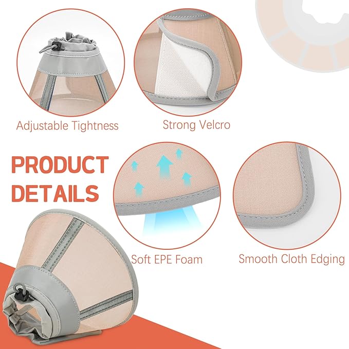 Cat Cone Collar Soft, Cat Recovery Collar for Large Medium Small Cats Kittens, Pet Cone Alternative After Surgery-PawvioPets