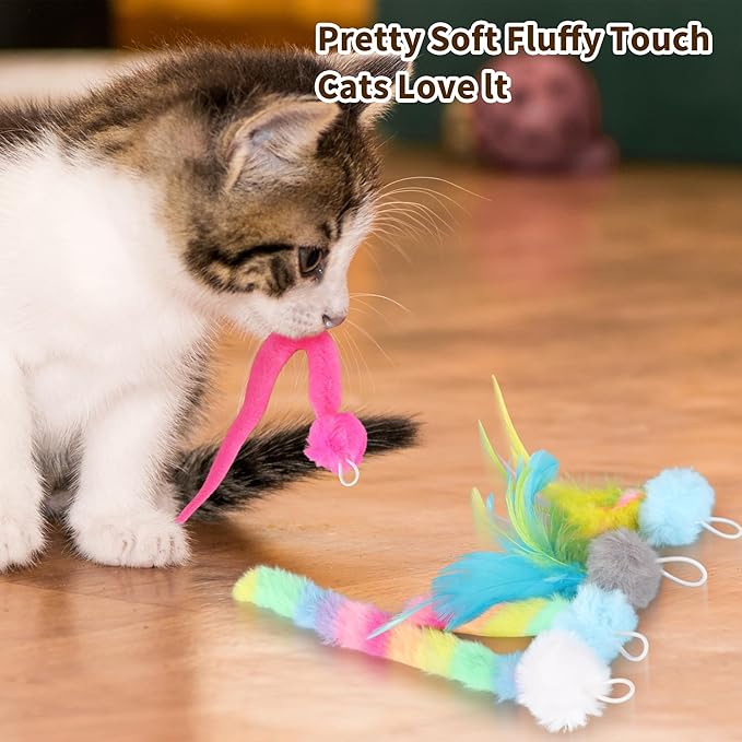 5 Pack Cat Toy Replaceable Feathers for Interactive Cat Toys with Remote Control, Cat Feather Toys Attachments for Indoor Cats Exercise and Play (Not Include Cat Toy, Only Accessories)-PawvioPets