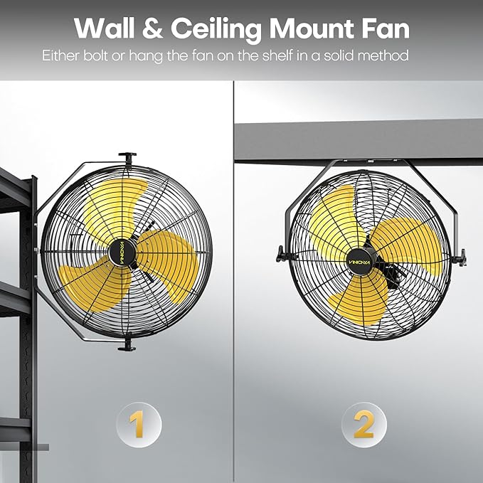 18 Inch Industrial Wall Fan with 2 Pack, 4800 CFM Metal Wall Mount Fans with Poweful Motor, 3 Speed, Fan Indoor for Covered Patio, Greenhouse, Gazebo, and Garage, UL Listed-PawvioPets