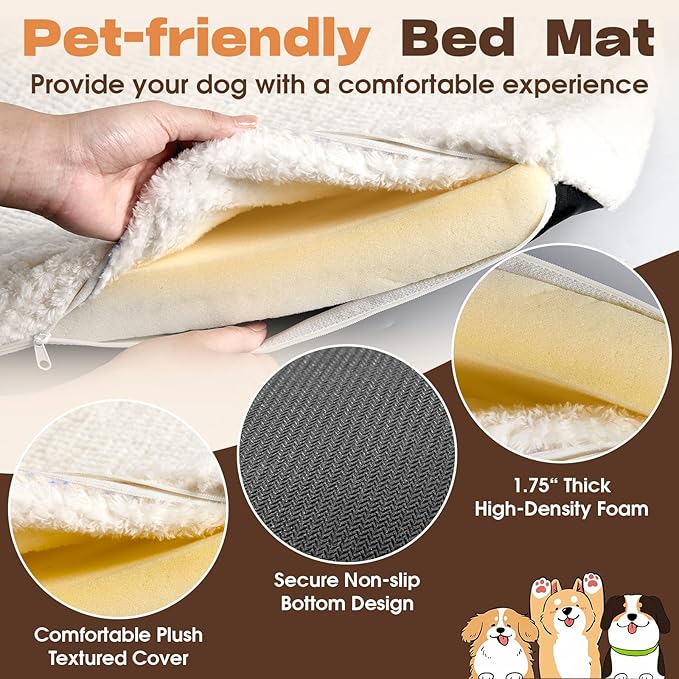 Dog Crate Furniture with Cushion, 32 inch Wooden Kennel Table with Double Doors, Indoor Dog House End Table for Small/Medium Dog, Grey (32x23x26in)-PawvioPets