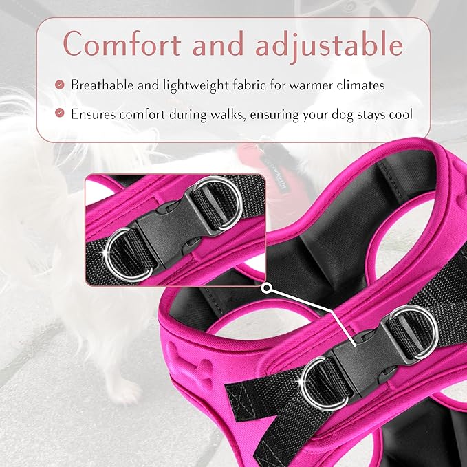 Comfort Fit Dog Harness Soft Padded No Pull Harness with Adjustable Buckles for Small Medium Large Dogs Step in Pet Vest with Easy Control Handle for Walking Jogging Running Training Dogs & Puppies-PawvioPets