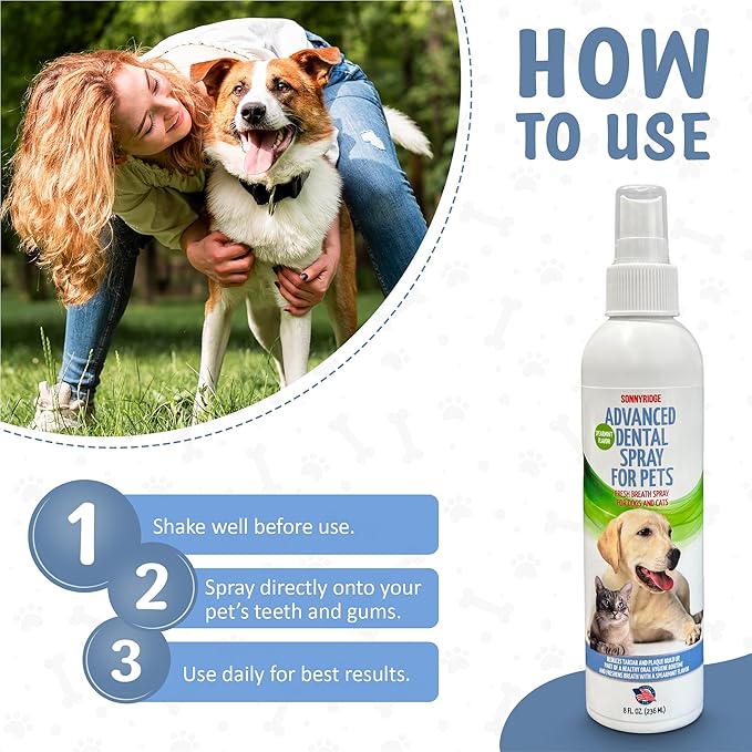 Dog Dental Spray Removes Tartar, Plaque and Freshens Breath Instantly. The Most Advanced Dental Spray for Healthy Teeth, Gums and Oral Health Care for Your Dog, Cat or Pet - 1-8 oz. Bottle-PawvioPets
