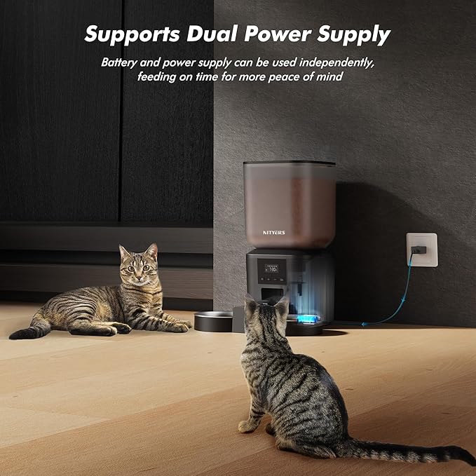 Automatic Cat Feeder for 2 Cats - 8L/34 Cups Large Capacity Auto Cat Food Dispenser with LCD Screen, 2 Food Trays, Timed Feeder, Up to 50 Portions 6 Meals Per Day, Keep Fresh-PawvioPets