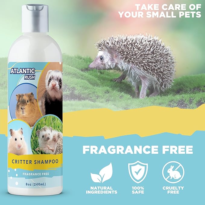 Critter Shampoo for Small Pets -Small Animal Fragrance & Detergent Free Shampoo - Sensitive Skin Shampoo for Ferrets, Guinea Pigs, Rabbits, Hedgehogs, Hamsters & Sugar Gliders (8 oz Fragrance Free)-PawvioPets