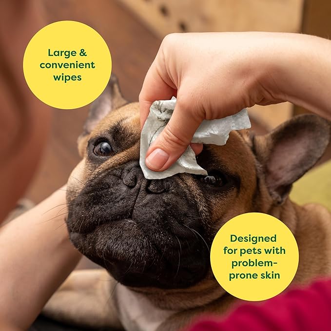 Earth Rated Wrinkle Wipes for Dogs, Perfect for Bulldogs and Pugs, to Cleanse Wrinkles and Folds, Wild Oat Scent, 60 Count-PawvioPets