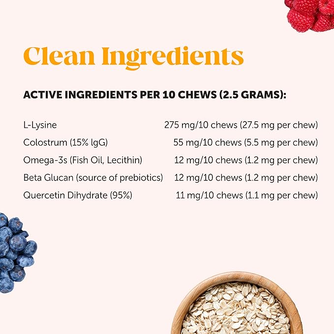 Cat Immune Support Lysine - Cat Allergy Relief - Sneezing, Runny Nose, Watery Eyes - Cat Supplements & Vitamins with Omega 3s, L-Lysine, Antioxidants, Colostrum - Chicken (30 Day Supply)-PawvioPets