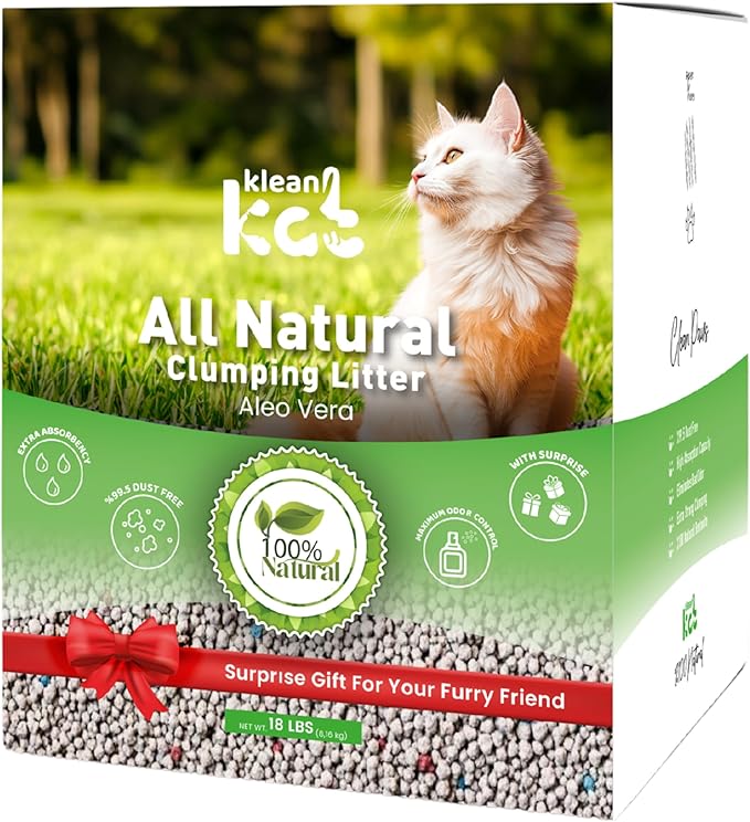 All Natural Clumping Cat Litter – Multiple Scents – Low Dust, Odor Control – (Aloe Vera) 18 lb - Surprise Toy Inside-PawvioPets