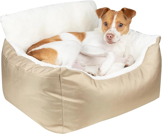 Best Pet Supplies Dog Pet Booster Seat, Dog Car Seats for Small Dogs & Medium Dogs, Soft Plush Cushion with Comfortable Bedding, Secure Straps, and Tall Pillow, Brown-PawvioPets