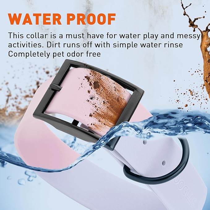 Dogline Biothane Waterproof Dog Collar Strong Coated Nylon Webbing with Black Hardware Odor- Proof for Easy Care Easy to Clean High Performance Fits Small Medium or Large Dogs, Pastel Purple-PawvioPets