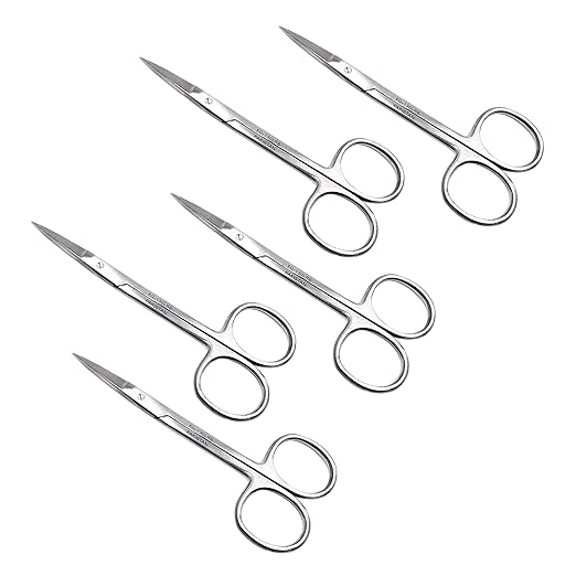 Cynamed Iris Micro Dissecting Precision Lab Scissors, Fine Point Straight - Perfect for Doctors, Nurses, EMS, Students, Education & Training and More (Pack of 5)-PawvioPets