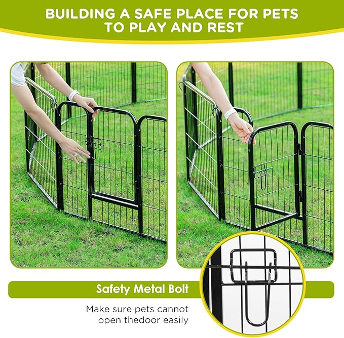 BestPet | Dog Playpen | 24 Inch, 12 Panels | Heavy Duty Metal Pet Exercise Pen | Indoor Outdoor Fence Panels | Rust-Resistant, Removable, Tool-Free Setup | Anti-Skid, Expandable Design-PawvioPets