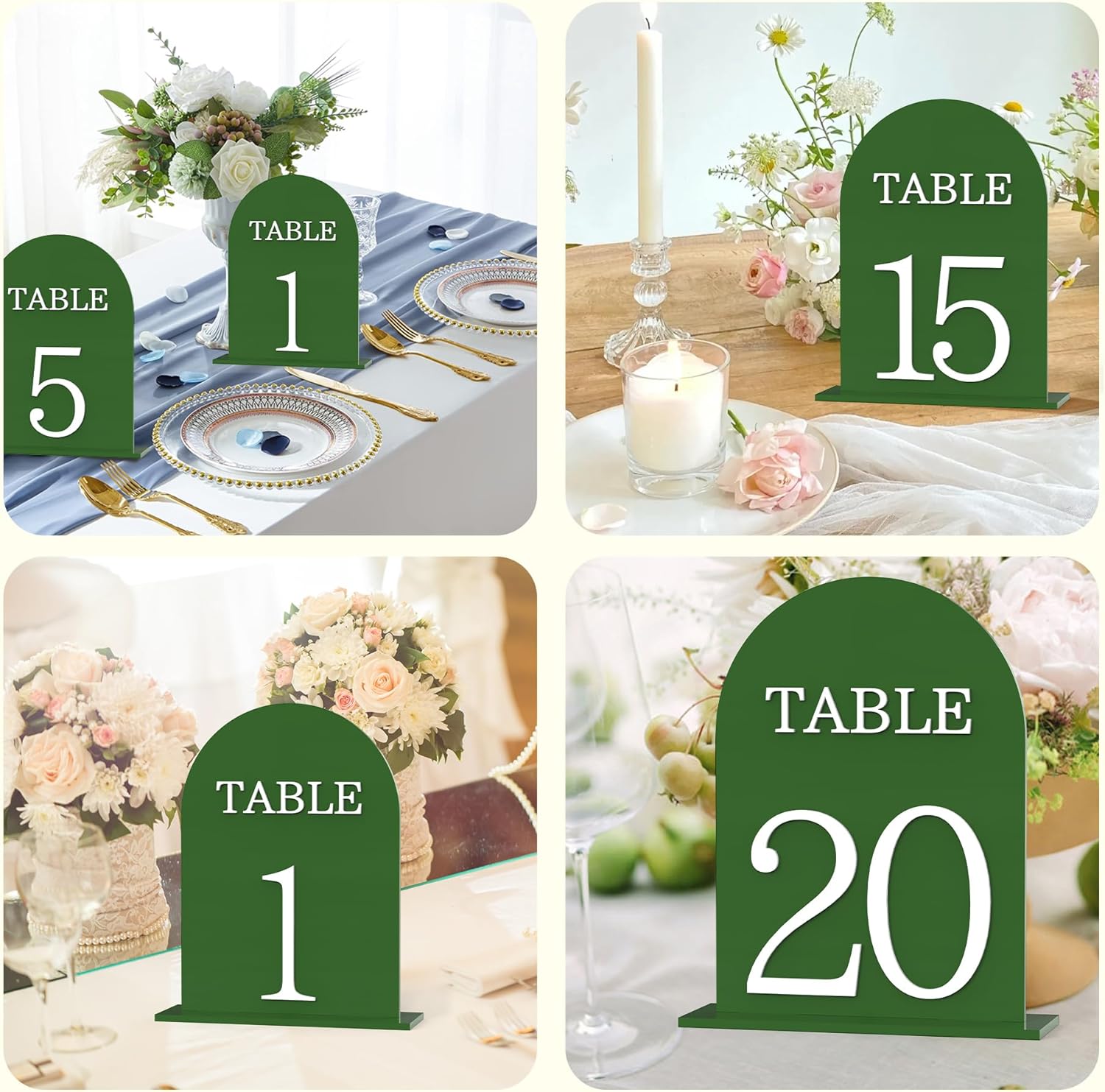 Arch Wedding Table Numbers 1-20 with Stands, 5" X 7" Double Sided Acrylic Wedding Sign Holders, Durable Non-Fading Table Number for Wedding Reception, Events, and Centerpieces