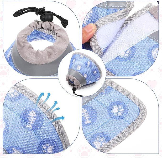 Cat Cone Collar After Surgery Soft to Stop Licking Lightweight Kitten Recovery Collar Comfortable Water Resistant Dogs Collars Adjustable Foldable Elizabethan Collars for Small Large Cats-PawvioPets