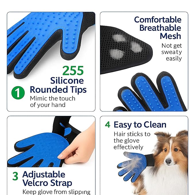 Cat Grooming Glove for Hair Removal – Pet Grooming Glove for Cats – Deshedding Brush Glove for Long Hair Cats – Cat Glove Brush Mitt – Soft Silicone Right Hand Glove – Easy to Clean-PawvioPets