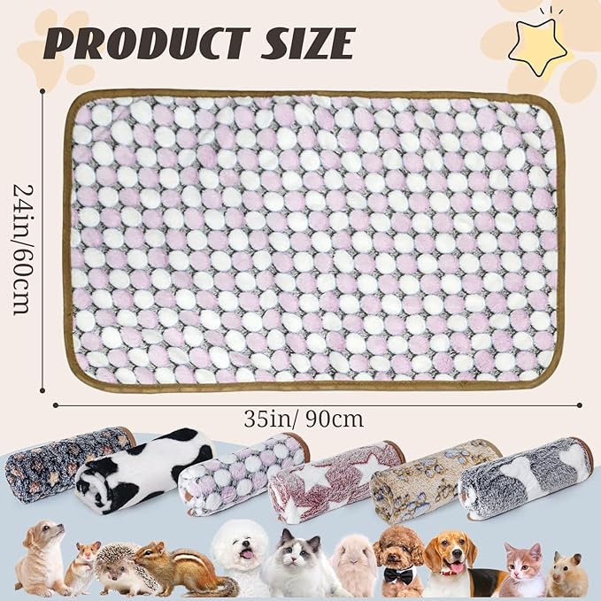 6 Pcs Washable Guinea Pig Blankets Absorbent Small Animal Fleece Bedding Cage Liners Reusable Pet Pee Pad Sleep Mat Pad Cover for Hamster Ferret Rabbit Chinchilla Hedgehog (Black, 24" x 35")-PawvioPets