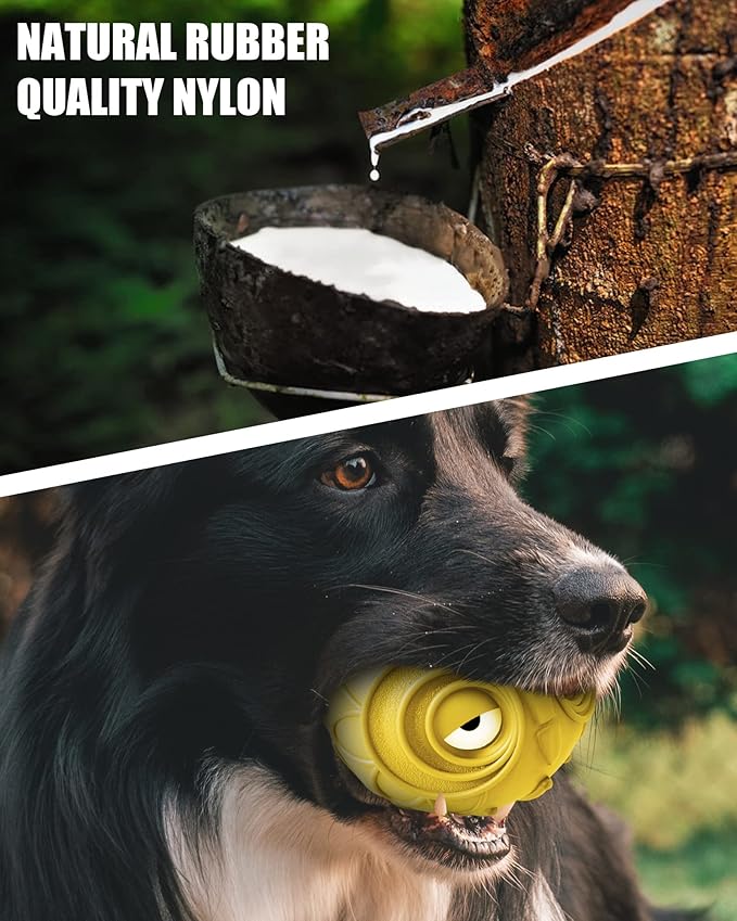 Giggle Ball for Dogs Owl Toys for Puppy Interactive Dog Toy Medium Large Dogs Natural Rubber Cute Hoot Fun Gift for Dog (Yellow Owl)-PawvioPets