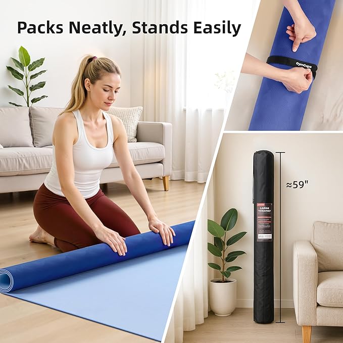 Extra Large Yoga Mat - 72"x35", 72"x48", 78"x57" - Wide TPE Exercise Mat for Home, Stretching, Couples & Family Workouts - 6-12mm Thick, Non-Slip & Waterproof - with Carry Bag and Straps-PawvioPets