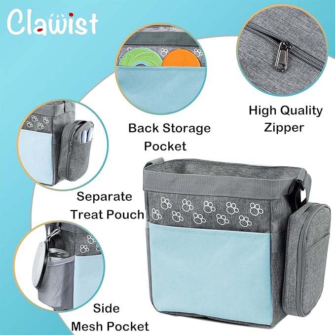 Dog Travel Bag with Treat Pouch, Airline Approved Dog Bags for Traveling, 2 Dog Food Travel Container, 2 Travel Bowls, Weekend Dog Travel Bag for Supplies, Dog Travel Kit Accessories-PawvioPets