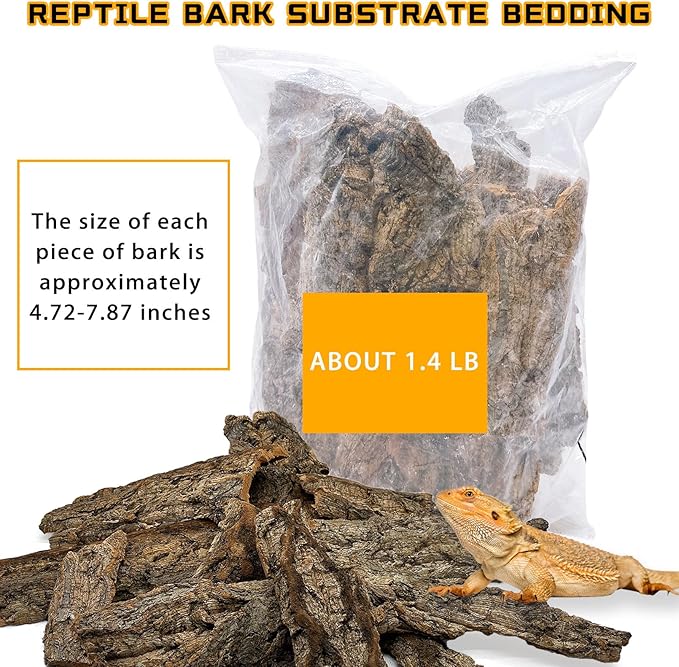 BNOSDM Reptile Terrarium Bark Substrate Bedding Tortoise Natural Cork Bark Reptile Climbing Mat Habitat Decor for Lizard Snake Spiders Hermit Crabs Tarantula Geckos Bearded Dragons (1.4 LB)-PawvioPets