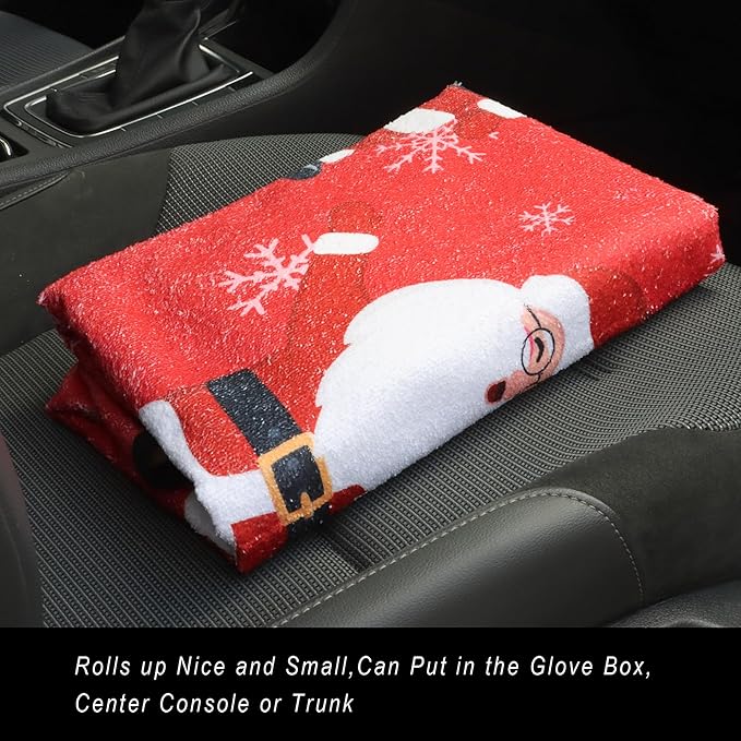 Car Seat Cover Protector Front Seats,for Gym Workout,Running,Swimming,Beach and Hiking,Waterproof Sweat Towel Bucket Seat Covers for Cars SUV Trucks (Santa Claus, 2Pcs)-PawvioPets