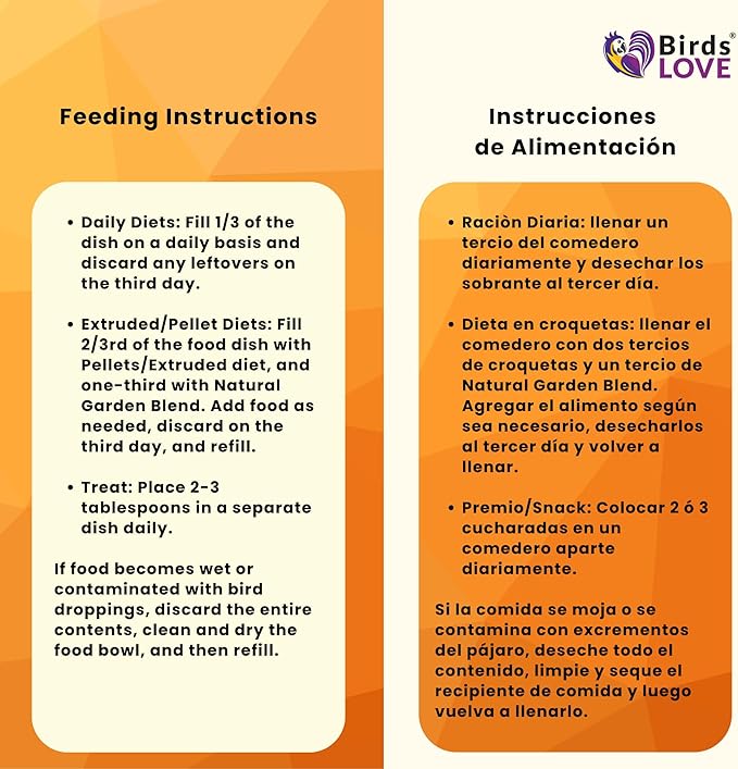 Birds LOVE All Natural Garden Blend Bird Food for Medium Birds - Cockatiels, Green Cheek Conures, Ringneck Parakeets and Small Quakers 4lb-PawvioPets