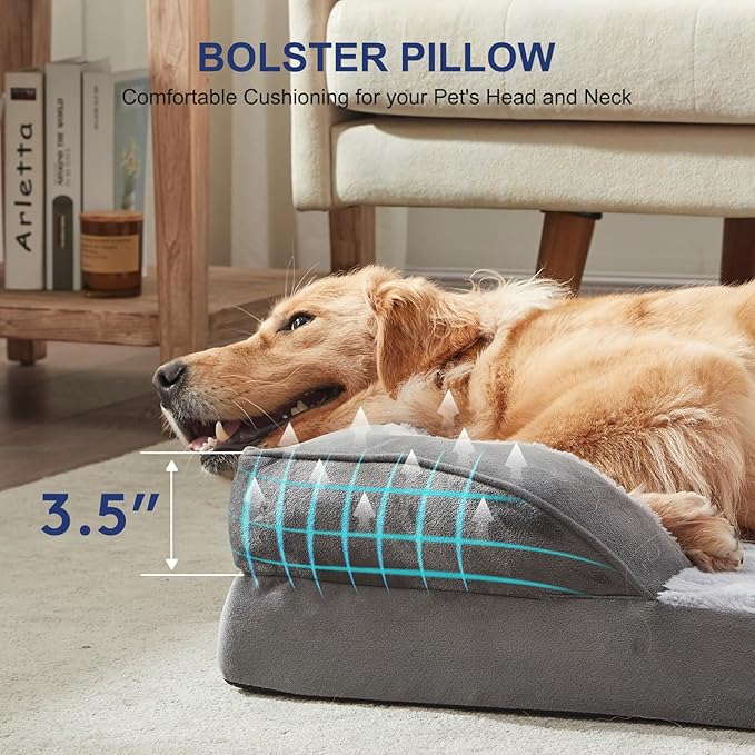 FURTIME Orthopedic Dog Beds Large Sized Dog, XL Washable Dog Sofa Bed for Large Dogs, Comfy Supportive Egg-Crate Foam Pet Couch Bed with Removable Cover, Waterproof Lining and Nonskid Bottom-PawvioPets