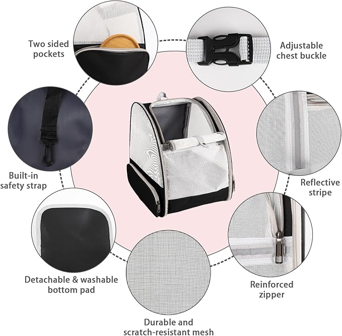 Cat Backpack Carrier,Pet Carrier Airline Approved for Small Dog Cat Puppy Kitten Bunny,Ventilated Mesh Design Animal Backpack for Hiking Camping Travel Bag (Black)-PawvioPets