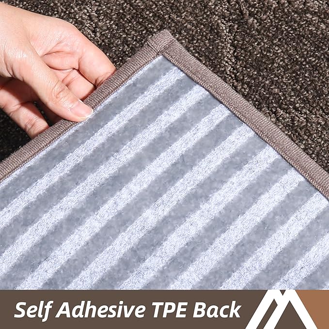 COSY HOMEER Edging Stair Treads Non-Slip Corner Indoor Stair Runners for Wooden Steps,Landing Slip Resistant Stair Rugs Mat for Kids and Dogs,100% Polyester TPE Backing,Brown,30x30 inch-PawvioPets