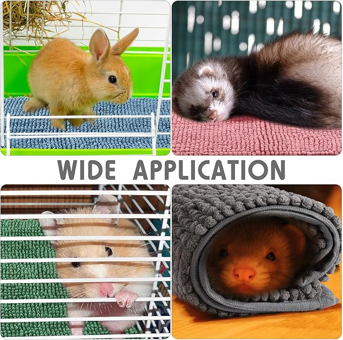 Amylove 4 Pcs Guinea Pig Cage Liner Guinea Pig Bedding Washable Fleece Pee Pads Reusable Small Animals Training Mat Small Animal Sleeping Bed for Bunny Hamster(Mixed Colors,16 x 24 Inch)-PawvioPets