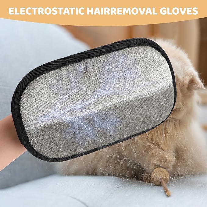 2 Pcs Pet Hair Remover Gloves, Reusable Electrostatic Hair Removal Glove-PawvioPets