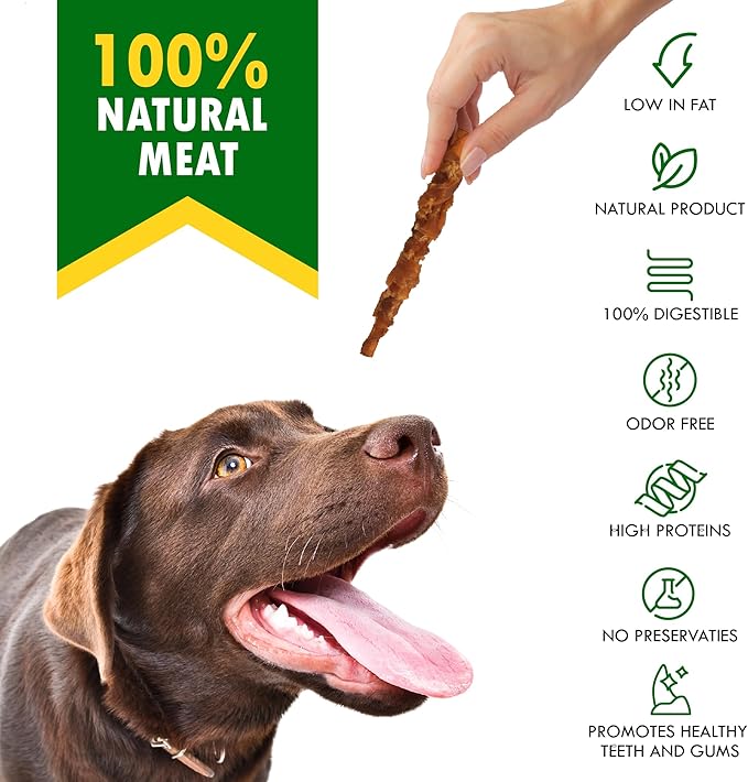 Dog Treats Rawhide Sticks Wrapped with Chicken 11 oz Pet Natural Chew Treats - Grain Free Meat & Human Grade Dried Snacks - Best for Small & Large Dogs (10.6 Ounce (Pack of 1), Smoked Chicken)-PawvioPets