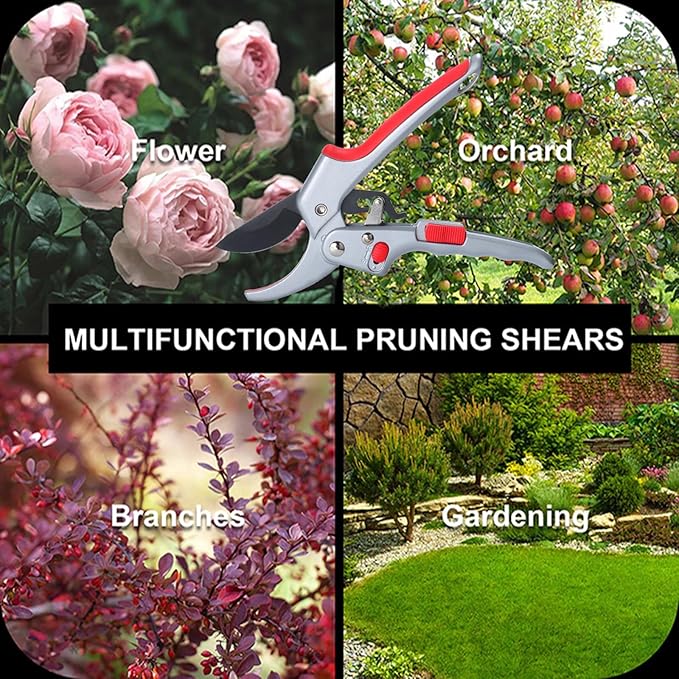 Garden clippers, premium Germany pruners, Work 3 times easier, professional ratchet pruning shears, cutting rose, flower, hedge, stem, tree, Sharp gardening scissors, Arthritis weak hand snips-PawvioPets